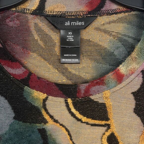 Ali Miles Tunic Sweater Womens XS Red Blue yellow Floral Abstract Art Eclectic - Picture 5 of 13